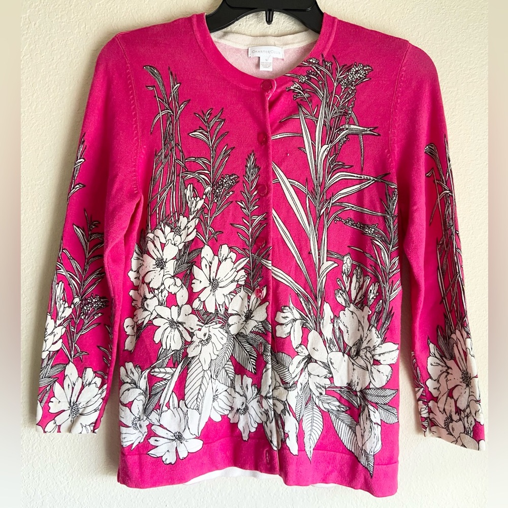 Pink floral charter club button up